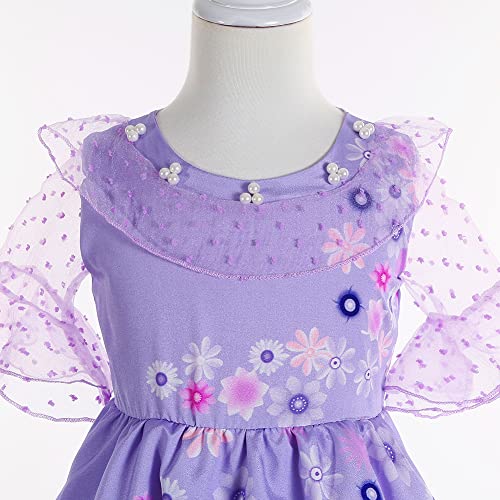 Yipkorra Encanto Mirabel Costume for Girls Cosplay Isabella Outfit Princess Halloween Dress Up With Earrings (120 4-5Years, Isabela B), Little Kid - Image 3