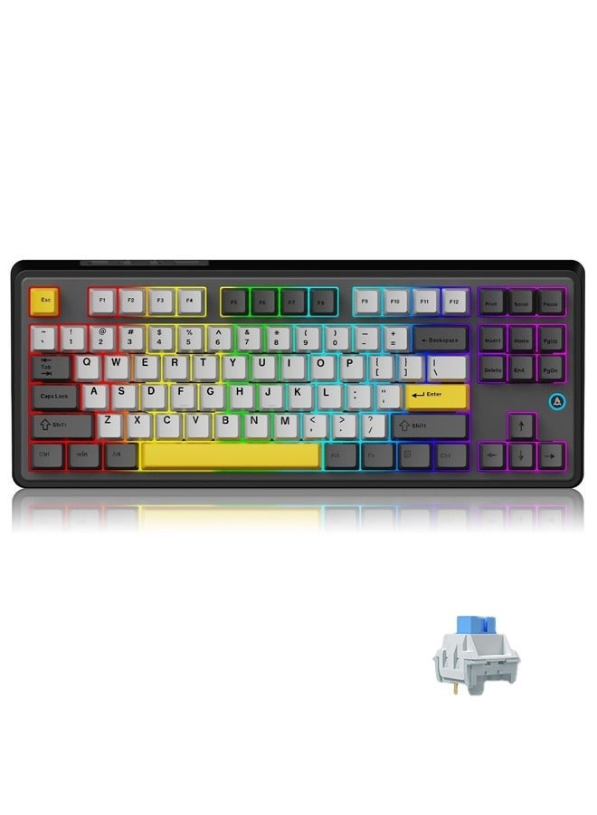 Ajazz AK870 TKL Hot Swap Gasket Mount Mechanical Keyboard, Bluetooth/2.4G/USB-C RGB, South-Facing LED, for Windows/Mac, Flying Fish Switch - Image 1