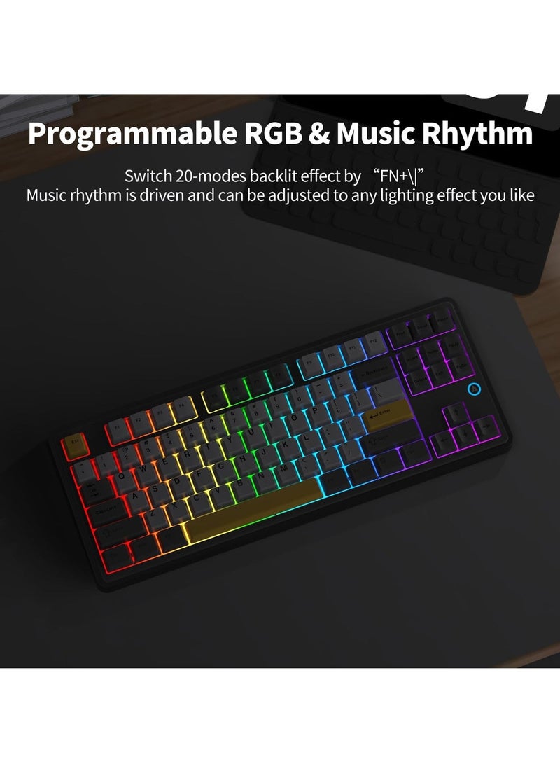 Ajazz AK870 TKL Hot Swap Gasket Mount Mechanical Keyboard, Bluetooth/2.4G/USB-C RGB, South-Facing LED, for Windows/Mac, Flying Fish Switch - Image 4