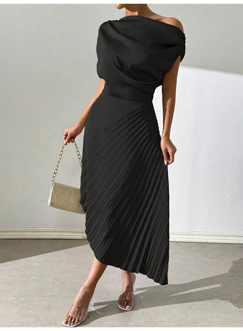 Elegant Ruffled Design Irregular Dress