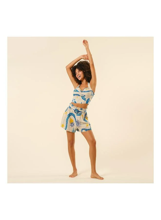 Proti Digital Printed Shorts - Ecru.