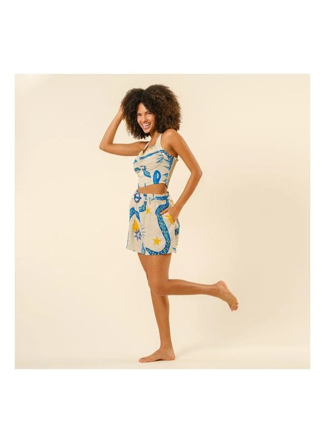 Zsa Zsa Zsu  Proti Digital Printed Shorts - Ecru. for Women | Best Price UAE