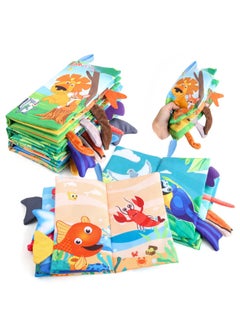 Generic Baby's Sea, Land And Air Tail Cloth Book Ocean Forest Flying Animal Palm Book Early Education Toy With Ringing Paper-Color:Chinese And English 4 Pages 8 Sides Ocean Tail Cloth Book 38g Volume 50g  - Image 2