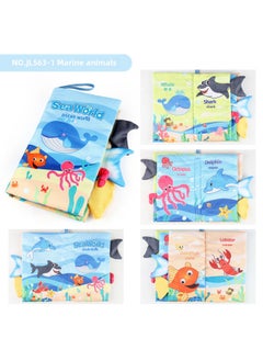 Generic Baby's Sea, Land And Air Tail Cloth Book Ocean Forest Flying Animal Palm Book Early Education Toy With Ringing Paper-Color:Chinese And English 4 Pages 8 Sides Ocean Tail Cloth Book 38g Volume 50g  - Image 1