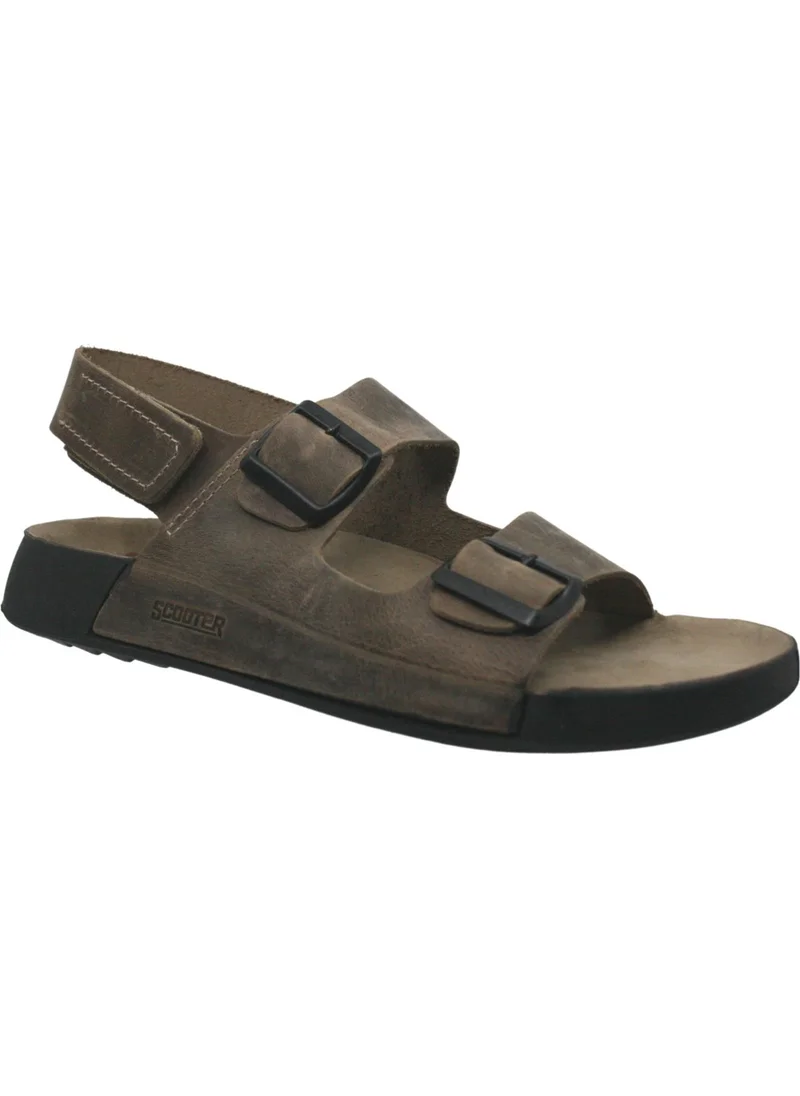 سكوتر Sand Color Leather Men's Daily Anatomical Sandal M7012CKU