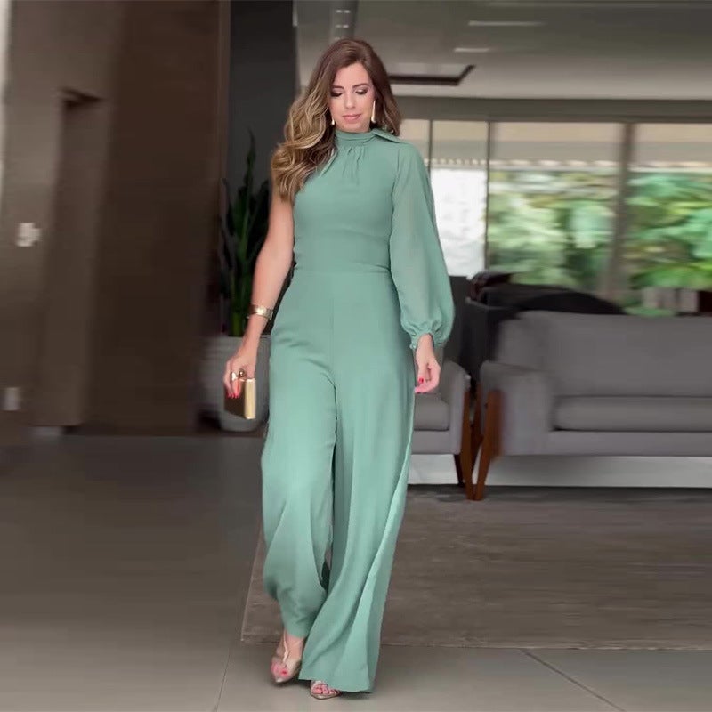 2025 Europe And America Fashion Casual Slim Solid Color Wide Leg Pants Women - Image 2