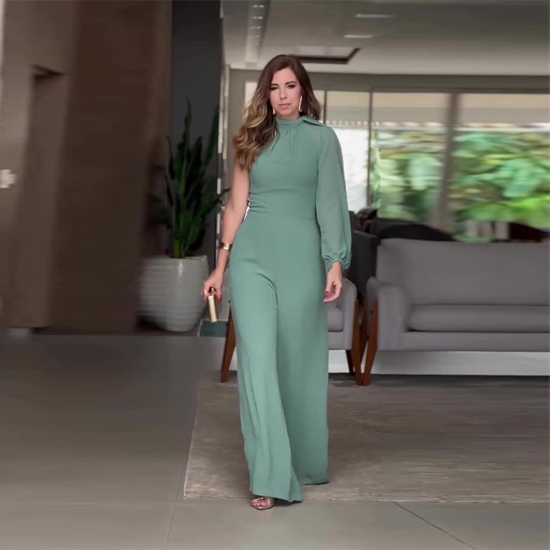 2025 Europe And America Fashion Casual Slim Solid Color Wide Leg Pants Women - Image 1