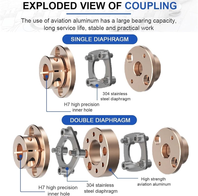 Flange Coupling LE D68L54/74 Flexible Motor Shaft Coupler Aluminium Diaphragms Universal Joint for 3D Printer Cardan(LE1-B-D68L54-15X15) - Image 4