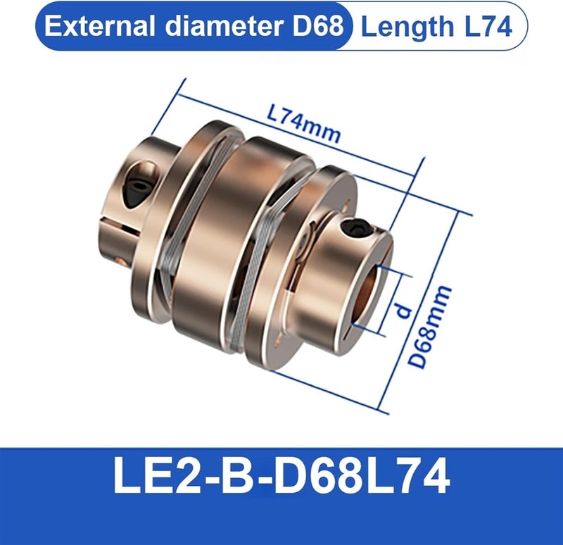Flange Coupling LE D68L54/74 Flexible Motor Shaft Coupler Aluminium Diaphragms Universal Joint for 3D Printer Cardan(LE1-B-D68L54-15X15) - Image 5