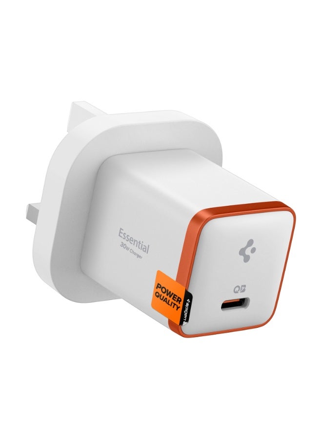 سبايجن شاحن حائط سريع GaN بقوة 30 واط USB C مع PD 3.0 وQC 3.0 وPPS ArcStation Essential Adapter Plug لأجهزة iPhone 17 16 15 14 13 12 Pro Max Mini MacBook Air iPad Pro Pixel 10 Samsung Galaxy S25 Ultra Plus - أبيض - Image 1