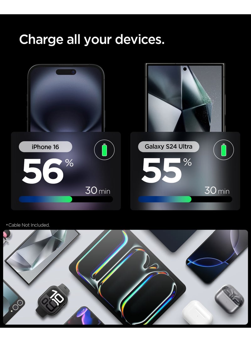 سبايجن شاحن حائط سريع GaN بقوة 30 واط USB C مع PD 3.0 وQC 3.0 وPPS ArcStation Essential Adapter Plug لأجهزة iPhone 17 16 15 14 13 12 Pro Max Mini MacBook Air iPad Pro Pixel 10 Samsung Galaxy S25 Ultra Plus - أبيض - Image 3