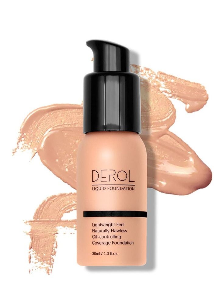 DEROL - Liquid Foundation-Full Coverage Makeup Matte Waterproof Dewy Lightweight Feel Flawless Oil-Controlling Coverage Smooth Face Foundations 24 Hours Soft Nature Base Skin Tint - Image 1