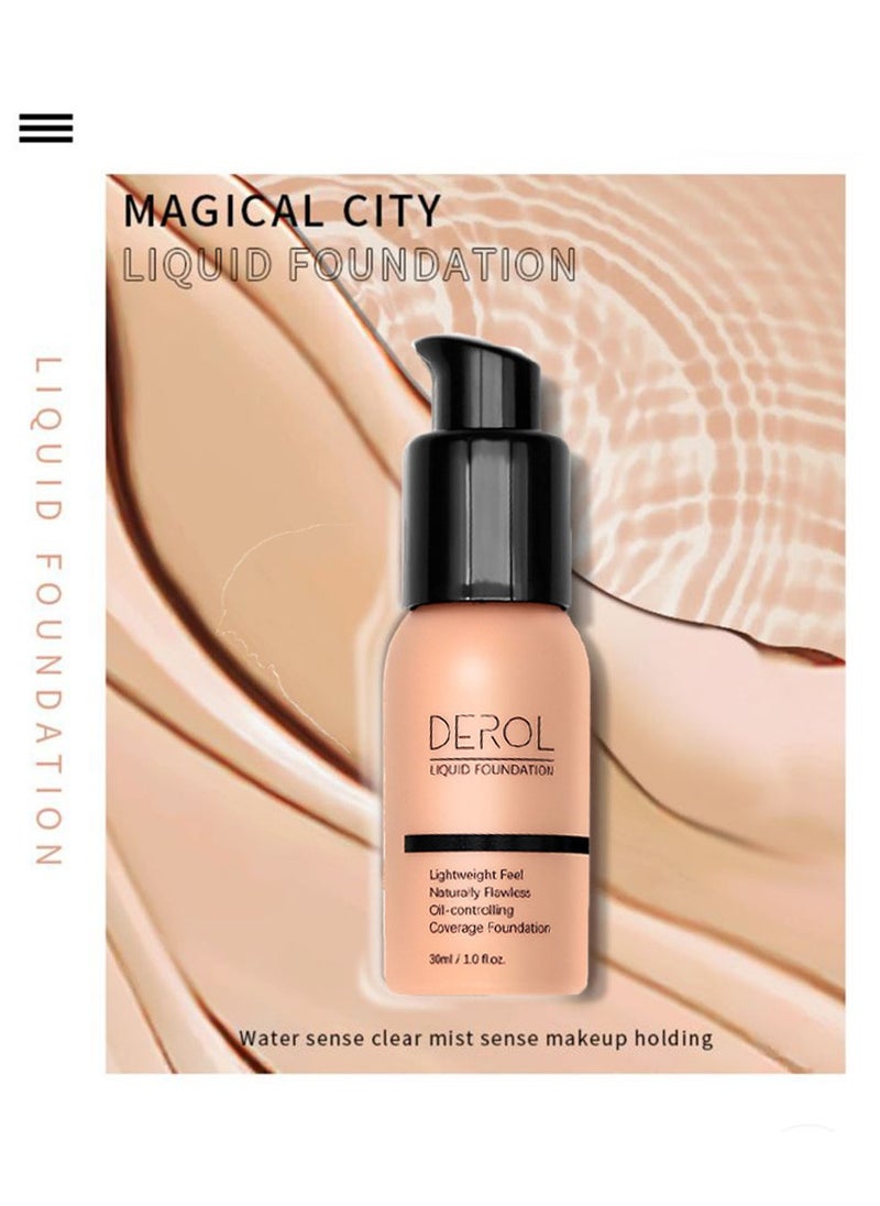 DEROL - Liquid Foundation-Full Coverage Makeup Matte Waterproof Dewy Lightweight Feel Flawless Oil-Controlling Coverage Smooth Face Foundations 24 Hours Soft Nature Base Skin Tint - Image 1