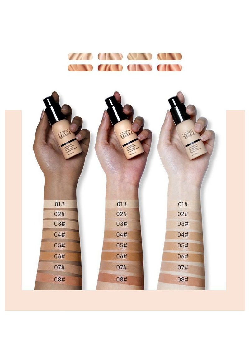 DEROL - Liquid Foundation-Full Coverage Makeup Matte Waterproof Dewy Lightweight Feel Flawless Oil-Controlling Coverage Smooth Face Foundations 24 Hours Soft Nature Base Skin Tint - Image 1
