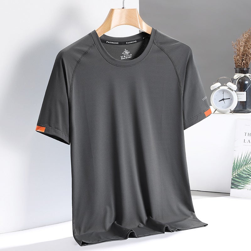 Ice Silk T-Shirt Men'S Quick-Drying Short-Sleeved T-Shirt Summer High-Elastic Ice-Feel Breathable Middle-Aged Tops Factory - Image 4