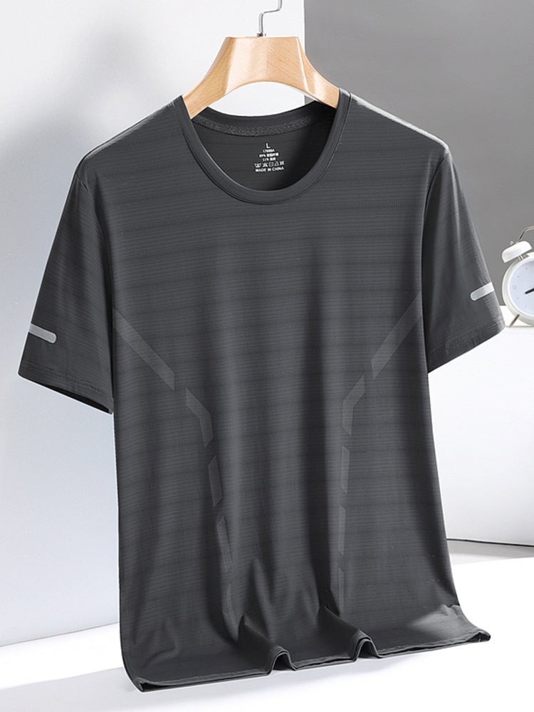 Ice Silk T-Shirt Men'S Quick-Drying Short-Sleeved T-Shirt Summer High-Elastic Ice-Feel Breathable Middle-Aged Tops Factory - Image 1