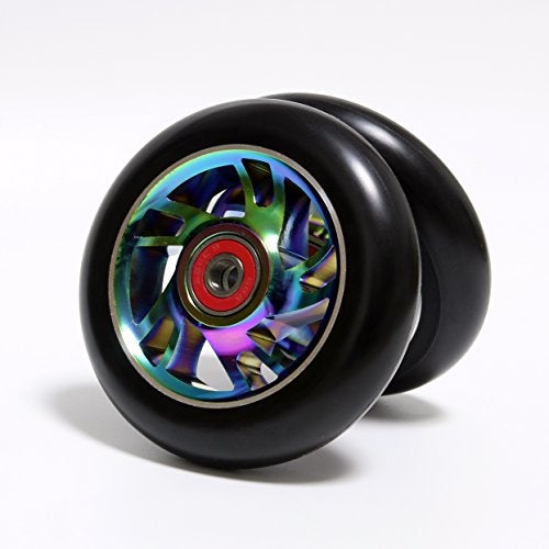 Z-FIRST 2Pcs 100 mm Pro Stunt Scooter Wheels with ABEC 9 Bearings for MGP/Razor/Lucky/Envy/Vokul Pro Scooters Replacement Wheels (Rainbow) - Image 2