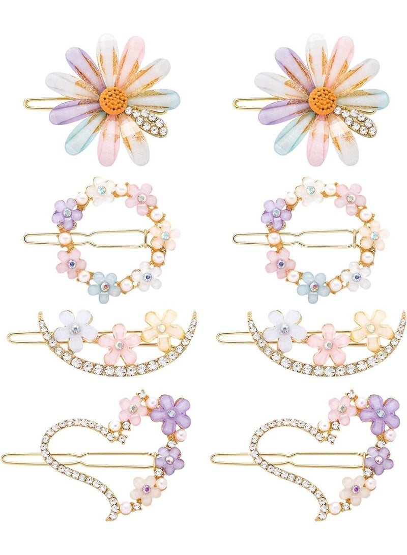 8 فتيات مزينة لمشابك الشعر ، مخالب الشعر الزهرية المائي ومشابك الشعر اللؤلؤ ، زخارف الشعر المعدنية الذهبية ، لحفلات الزفاف ، الحفلات ، الحفلات ، التصميم اليومي - Image 1