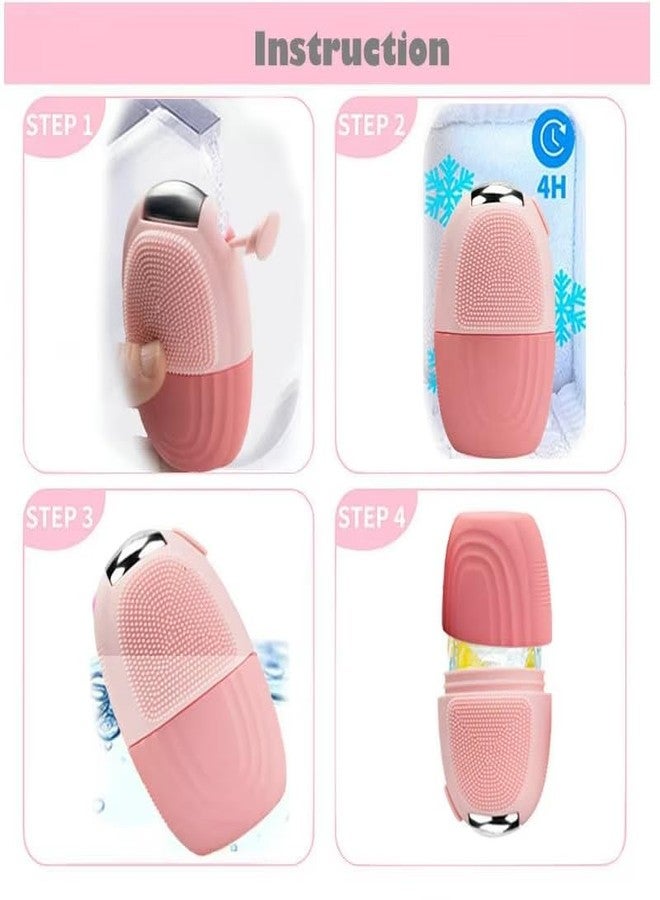 MeSkin 4 in 1 Multifunctional Silicone Ice Face Roller: Stainless Steel Roller with Silicone Exfoliator and Makeup Brush Cleaner - Facial Beauty Tool - Image 2