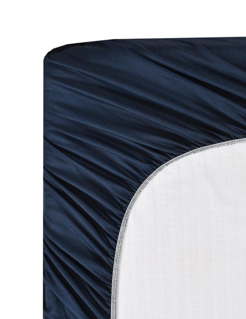 MORADO Water Resistant Terry Cotton Single Size Elastic Fitted Mattress Protector (36x78x12 inches - Fits Up to 12 inches Mattress), Navy Blue - Image 5