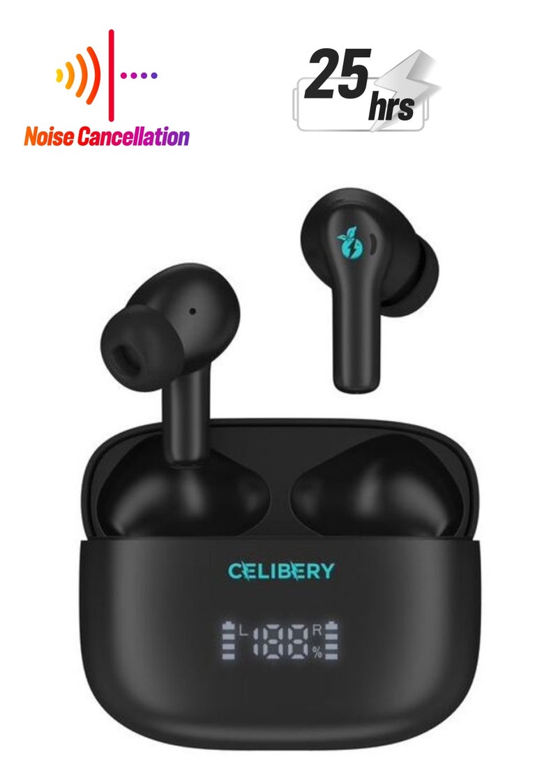 CELIBERY Bluetooth Earphones, 10mm Drivers with Big Bass True Wireless Earbuds, 25H Playtime, IPX5, 2 Mics for AI Clear Calls, Black  - Image 1