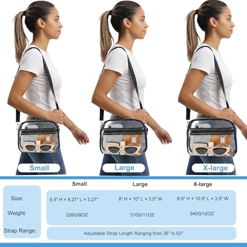 Busiuw Clear Bag for Stadium Events - Stadium Approved Small Mini Clear Purse with Wide Adjustable Strap, Men's Shoulder Bag for Sports Concerts, Festivals(Black-XL) - Image 3