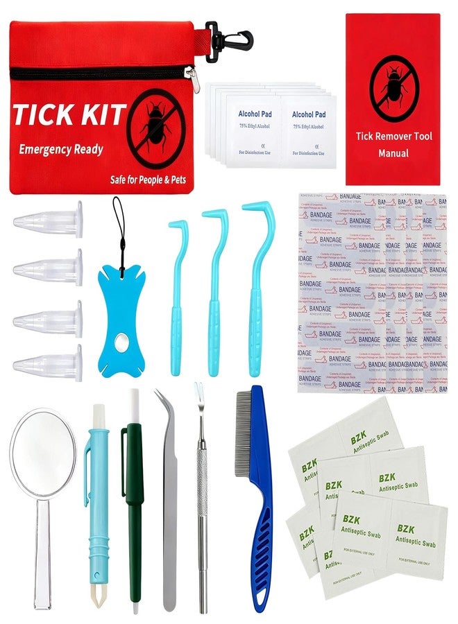 Auibor Premium Tick Remover Kit for Dogs and Humans - 54 in 1 Hiking Essentials with First Aid Case, Stainless Steel Tick Remover + Tweezers, Tick Remover Tools for Dogs Cats Pet Tick Comb - Image 2