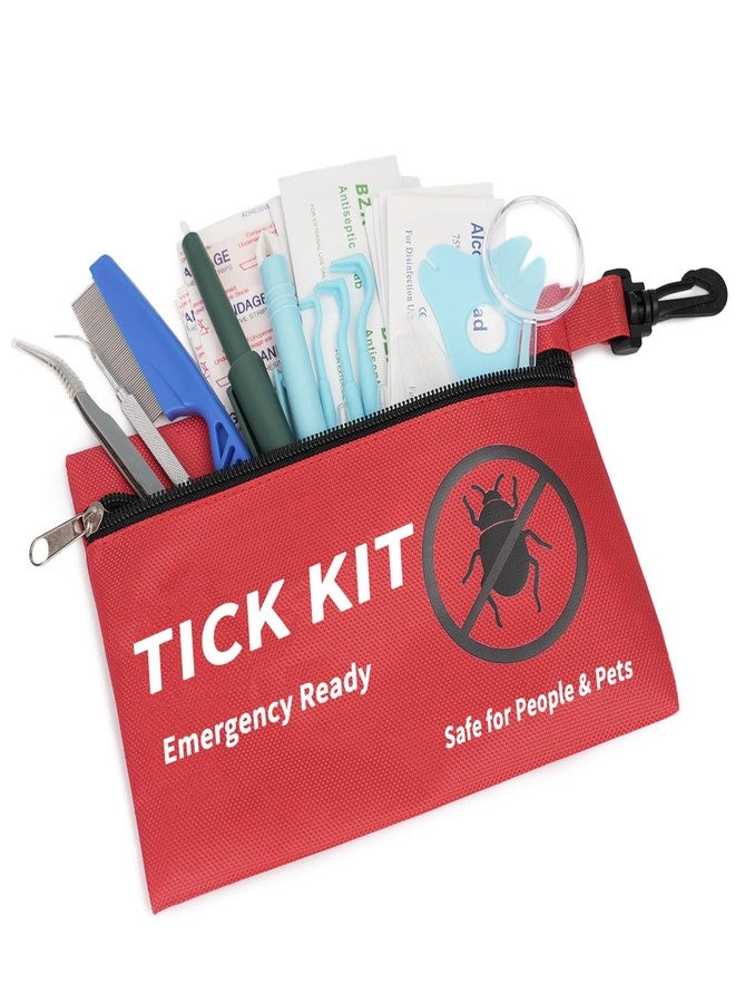Auibor Premium Tick Remover Kit for Dogs and Humans - 54 in 1 Hiking Essentials with First Aid Case, Stainless Steel Tick Remover + Tweezers, Tick Remover Tools for Dogs Cats Pet Tick Comb - Image 1
