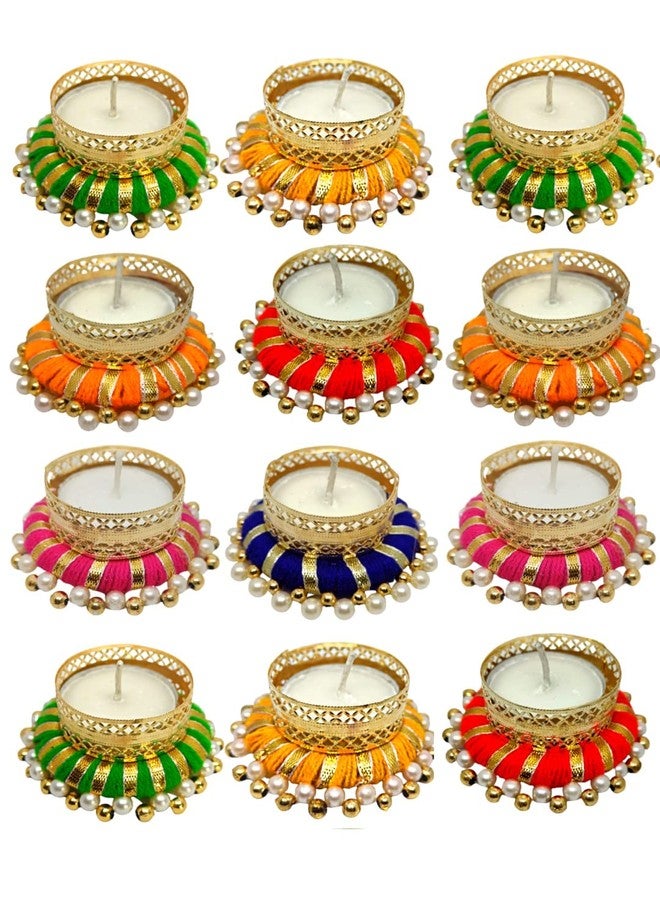 ANISHOP Tea Light Holder Candle Stand for Diwali Navratri Christmas New Year Decoration Items Handpainted Reusable Handicrafted Candle Diya for Home Décor(Pack of 9) - Image 1