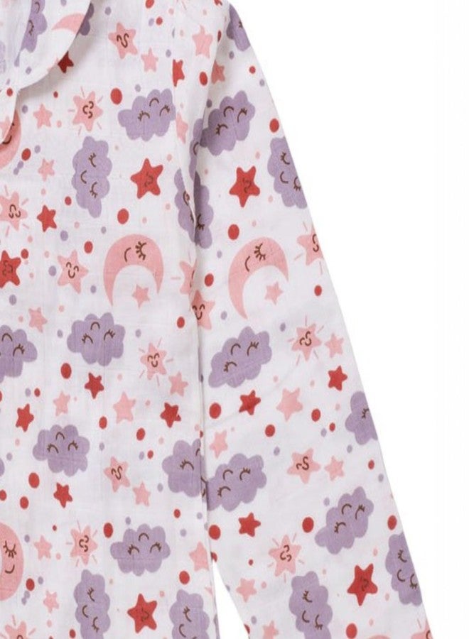 Fabrify Baby and Kids Muslin Cotton Pyjama Set, Nightwear, Sleepwear, Trendy Nightsuit for Boys and Girls (3-4 Years, Moon & Stars) - Image 3