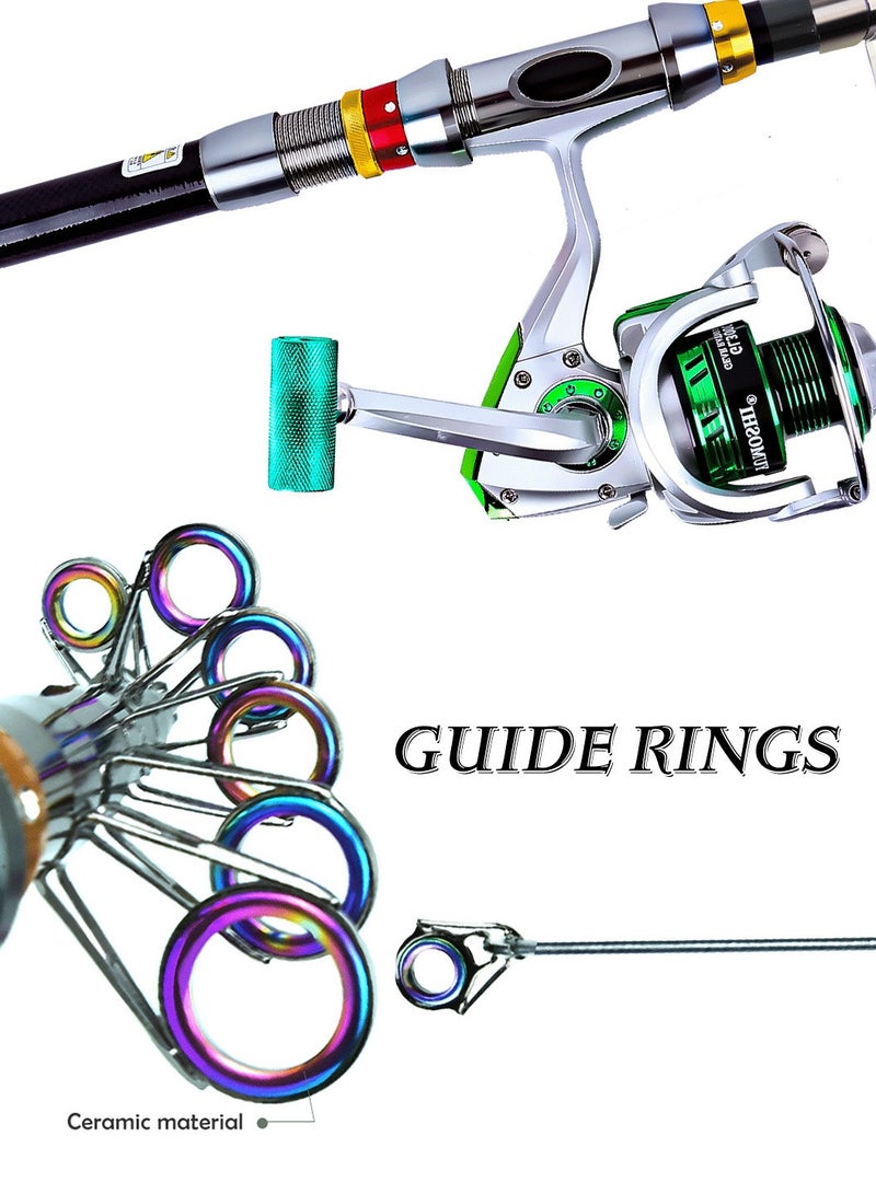 ليوكور صندوق صنارة صيد ومعدات صيد، صنارة صيد تلسكوبية محمولة من ألياف الكربون - مجموعة أدوات صيد - مع مجموعة بكرة، خيط صيد، مجموعة طُعم صيد، حقيبة تخزين - 2.1 متر - Image 4