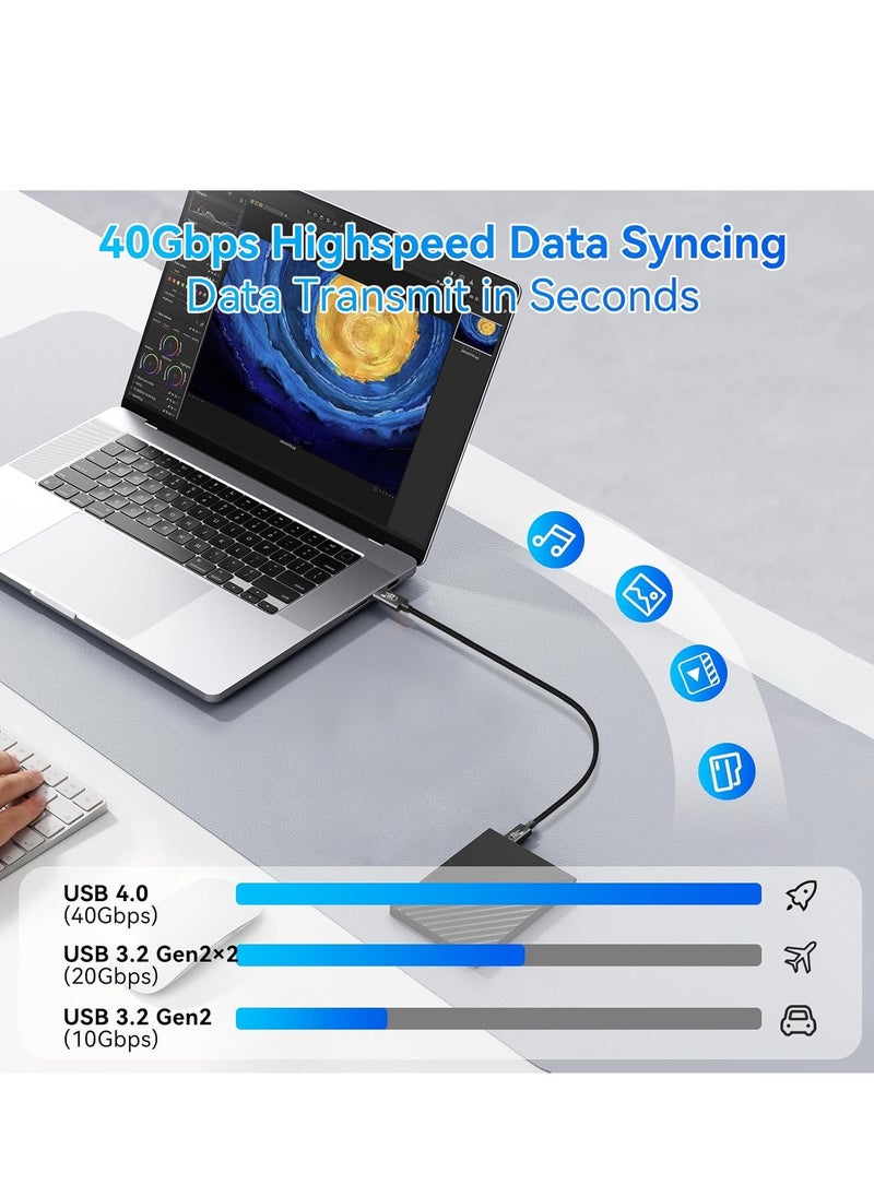 Generic - USB C-C 8K Video Cable, USB 4 Type C Display Cable Support 240W Fast Charging and 40Gbps Data Sync for Type C Laptop, Hub, Charging Dock and More (Length:1m, Black) - Image 1