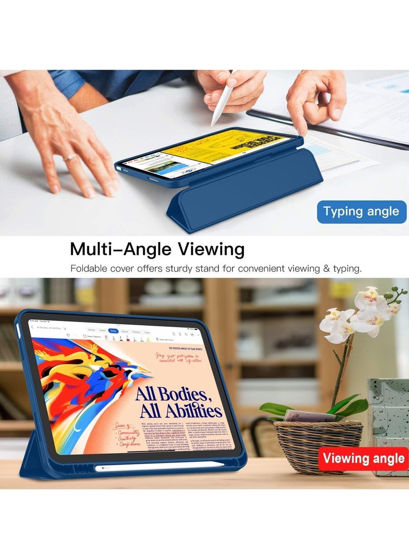 DUSALA New iPad 10.9 Inch Case 2022 (10th Gen) with Pencil Holder - Trifold Stand Smart Case with Soft TPU Back, Auto Wake/Sleep - Navy Blue - Image 5