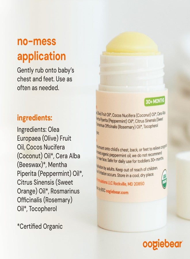 oogiebear Kids Chest Rub, USDA Organic Soothing Peppermint & Rosemary for Breathing Relief and Comfort, Petroleum Free, 30+ Months, 1.0 Oz Balm - Image 4
