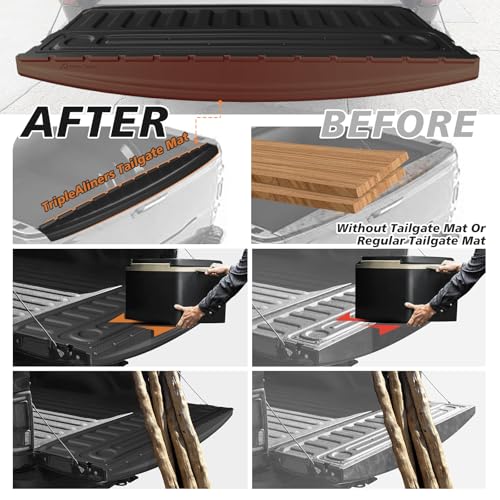 TripleAliners Truck Mat Compatible with 2007-2013 Chevy Silverado & GMC Sierra 1500 Accessories, Tailgate Mat Custom Fit All Weather Protection Pickup Liner, w/Tailgate Cap Protector - Image 4