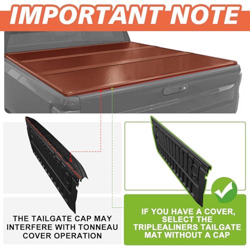 TripleAliners Truck Mat Compatible with 2007-2013 Chevy Silverado & GMC Sierra 1500 Accessories, Tailgate Mat Custom Fit All Weather Protection Pickup Liner, w/Tailgate Cap Protector - Image 3