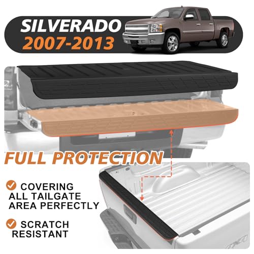 TripleAliners Truck Mat Compatible with 2007-2013 Chevy Silverado & GMC Sierra 1500 Accessories, Tailgate Mat Custom Fit All Weather Protection Pickup Liner, w/Tailgate Cap Protector - Image 2