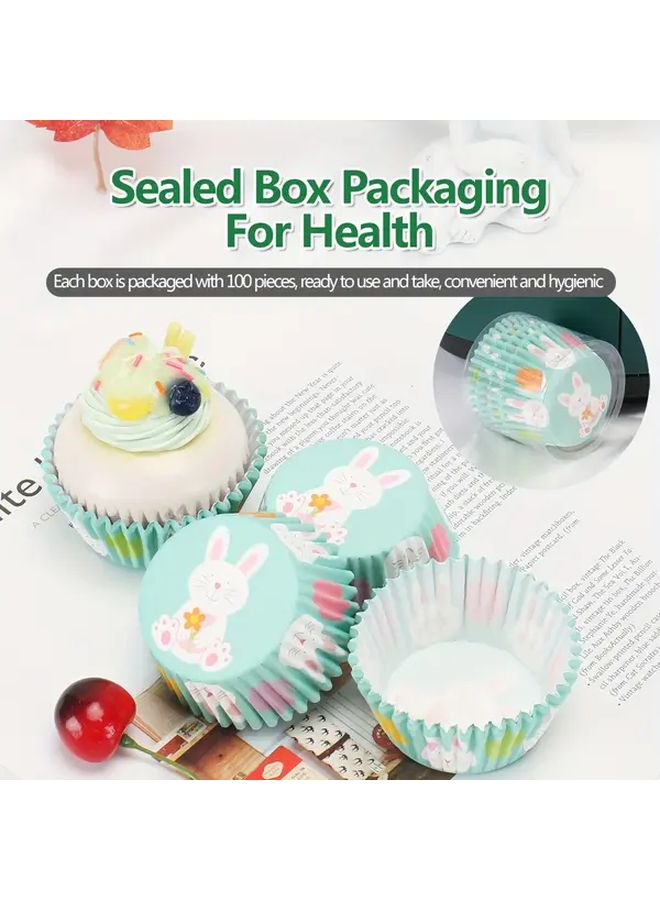 Polychrome Rabbit Flower Pattern Greaseproof Paper Cupcake Liners Set Of 100 - Image 1