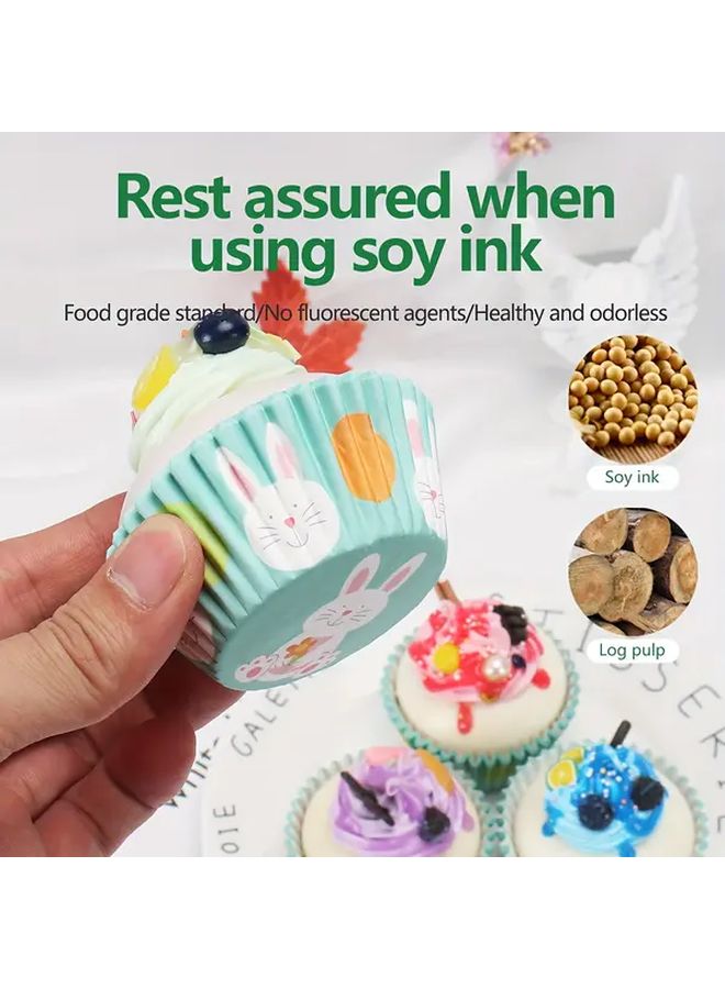 Polychrome Rabbit Flower Pattern Greaseproof Paper Cupcake Liners Set Of 100 - Image 5