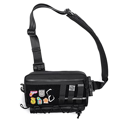 TACTICAL_GEEK Cache L3 EDC Sling Bag Chest, Lightweight Shoulder Daypack, 500D Nylon, Travel Hiking Concealed Carry, Crossbody Bag, Tactical Backpack, Hiking Ambidextrous Strap Black - Image 1