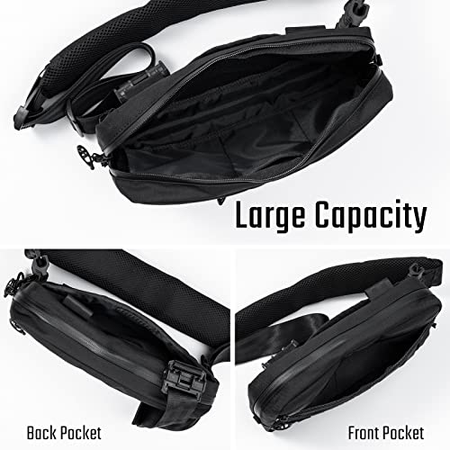 TACTICAL_GEEK Cache L3 EDC Sling Bag Chest, Lightweight Shoulder Daypack, 500D Nylon, Travel Hiking Concealed Carry, Crossbody Bag, Tactical Backpack, Hiking Ambidextrous Strap Black - Image 4