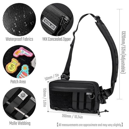 TACTICAL_GEEK Cache L3 EDC Sling Bag Chest, Lightweight Shoulder Daypack, 500D Nylon, Travel Hiking Concealed Carry, Crossbody Bag, Tactical Backpack, Hiking Ambidextrous Strap Black - Image 3