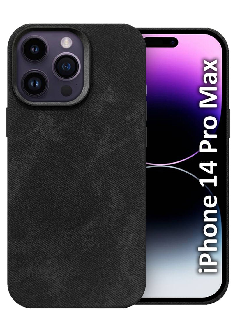 CATANES iPhone 14 Pro Max Alcantara Case Cover Premium Quality Luxurious Soft Touch Protection with Metal Camera Frame - Black  - Image 1