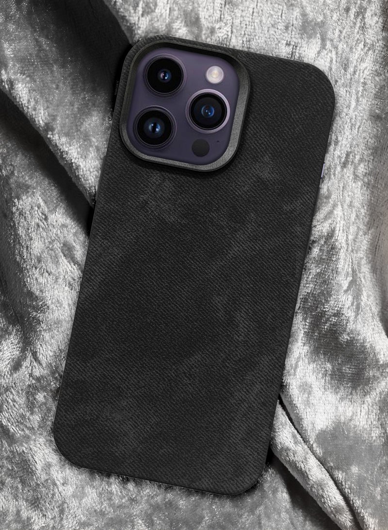 CATANES iPhone 14 Pro Max Alcantara Case Cover Premium Quality Luxurious Soft Touch Protection with Metal Camera Frame - Black  - Image 4