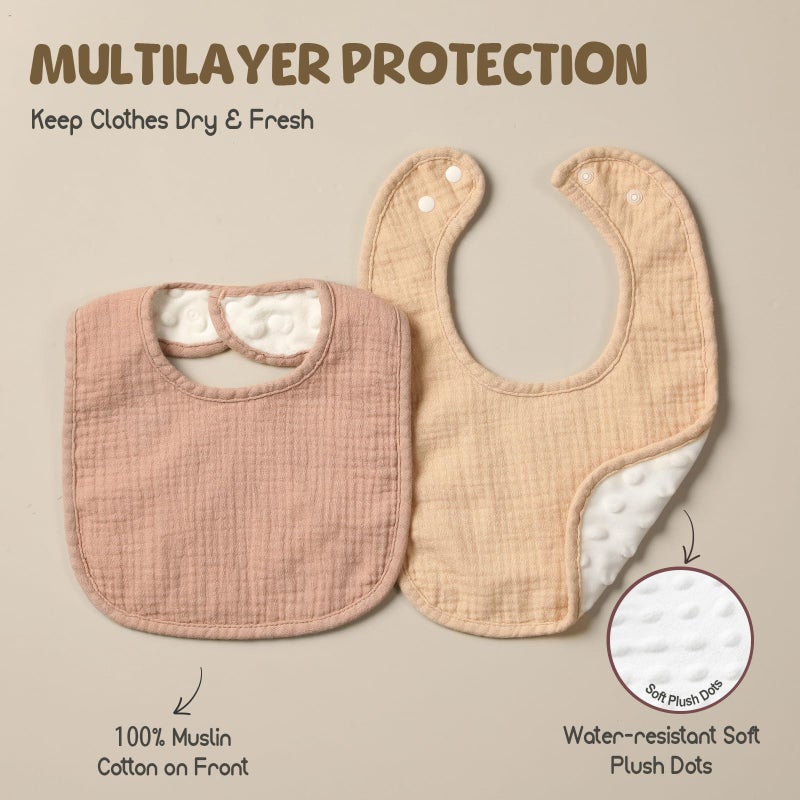 POIKSHARK Muslin Baby Bibs for Unisex Boys Girls, Soft Cotton Baby Drool Bibs, Drooling and Teething Bibs for Infant, Newborn - Image 2