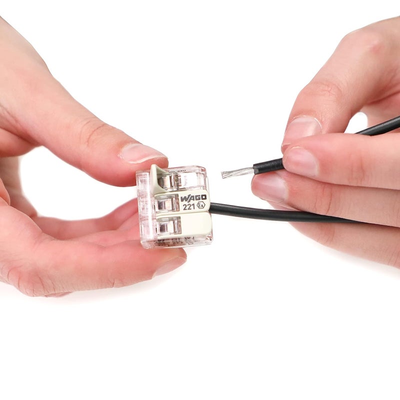 Wago 221-683 | 221 Series Lever-Nuts® for Hazardous Locations | 3-Conductor Splicing Connector | 20 – 10 AWG | Transparent housing, White Operating levers | [Box of 30 Pieces] - Image 4