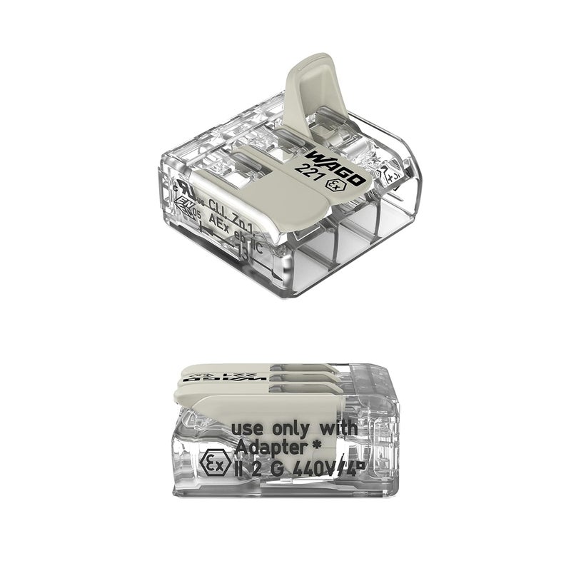 Wago 221-683 | 221 Series Lever-Nuts® for Hazardous Locations | 3-Conductor Splicing Connector | 20 – 10 AWG | Transparent housing, White Operating levers | [Box of 30 Pieces] - Image 2