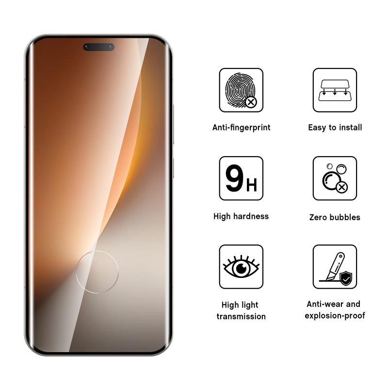 WFTE 2-Pack Screen Protector for HONOR Magic 8 Pro 5G 3D Full Coverage,Anti-Scratch,HD Clear,Anti-fingerprint,Bubble-Free,Premium Tempered Glass Screen Protector For HONOR Magic8 Pro (Black) - Image 2
