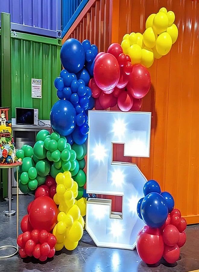 YMSZ Red Blue Green Yellow Balloons, 136pcs Colorful Latex Balloons with Different Size for Birthday, Carnival Circus, Baby Shower Party Decorations - Image 4