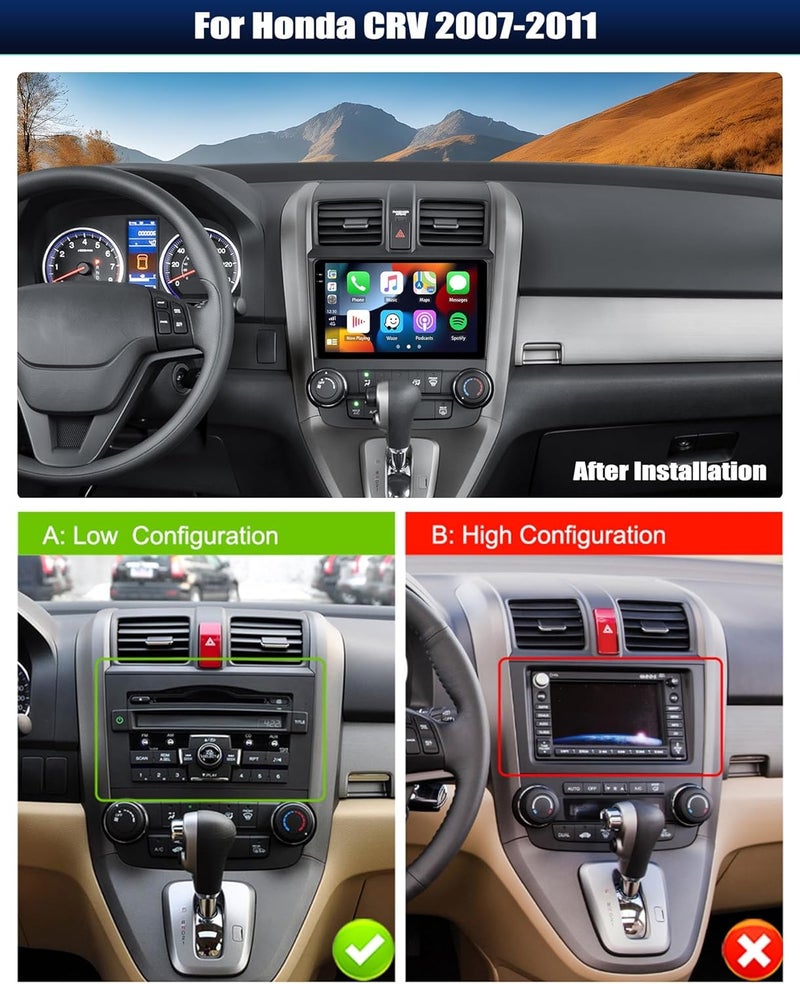 CAMECHO Car Stereo for Honda CRV 2007-2011 with 9" Touch Screen, Apple Carplay, Android Auto, Bluetooth, and Backup Camera - Image 2